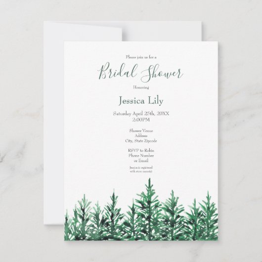 Invitation Aquarelle Pine Arbres (Devant)
