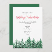 Invitation Aquarelle Pine Arbres (Devant / Derrière)