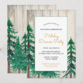 Invitation Aquarelle Pine Arbres Corporate Fête (Devant / Derrière)