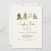 Invitation Aquarelle Pine Arbres de Noël Dîner de fête (Devant)