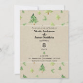 Invitation Aquarelle Pine Arbres Kraft Rustique Mariage d'hiv (Devant)