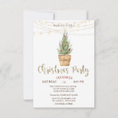 Invitation Aquarelle Pine Arbres, Lumières Bois Noël (Devant)