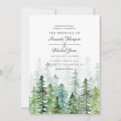 Invitation Aquarelle Pine Arbres Mariage d'hiver (Devant)