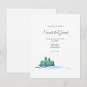 Invitation Aquarelle Pine Arbres Snowscape (Devant / Derrière)
