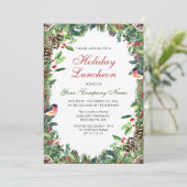 Invitation Aquarelle Pine Cône Branche Déjeuner de vacances (Debout devant)