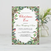 Invitation Aquarelle Pine Cône Branche Noël Réveillon (Debout devant)