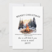 Invitation Aquarelle Pine d'hiver Bonfire Noël (Devant)