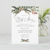 Invitation Aquarelle Pine Hiver Verdure Baby shower rustique (Debout devant)