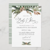 Invitation Aquarelle Pine Hiver Verdure Baby shower rustique (Devant / Derrière)