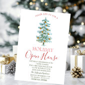 Invitation Aquarelle Pine Tree, Boules d'or Open House