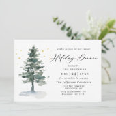 Invitation Aquarelle Pine Tree Chic Noël Dîner de Noël (Debout devant)