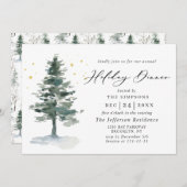 Invitation Aquarelle Pine Tree Chic Noël Dîner de Noël (Devant / Derrière)