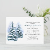 Invitation Aquarelle Pine Tree Chic Noël VACANCES BRUNCH (Debout devant)