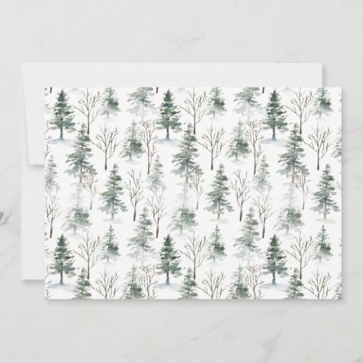 Invitation Aquarelle Pine Tree Chic Noël VACANCES BRUNCH (Dos)