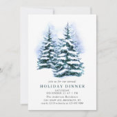 Invitation Aquarelle Pine Tree Chic Noël VACANCES DÎNER (Devant)