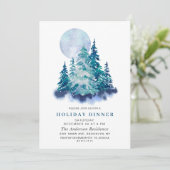 Invitation Aquarelle Pine Tree Chic Noël VACANCES DÎNER (Debout devant)