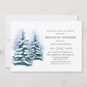 Invitation Aquarelle Pine Tree Chic Noël VACANCES DÎNER (Devant)