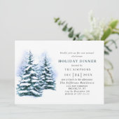 Invitation Aquarelle Pine Tree Chic Noël VACANCES DÎNER (Debout devant)