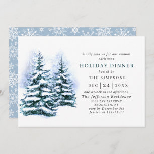 Invitation Aquarelle Pine Tree Chic Noël VACANCES DÎNER