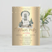 Invitation Aquarelle Pine Tree, Fête de Noël de la porte avan (Debout devant)