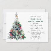 Invitation Aquarelle Pine Tree Noël Holiday Open House (Devant)