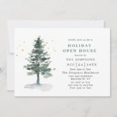 Invitation Aquarelle Pine Tree Noël Holiday Open House (Devant)