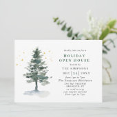 Invitation Aquarelle Pine Tree Noël Holiday Open House (Debout devant)