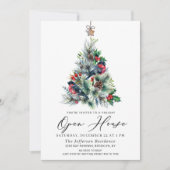 Invitation Aquarelle Pine Tree Noël Holiday Open House (Devant)