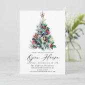 Invitation Aquarelle Pine Tree Noël Holiday Open House (Debout devant)
