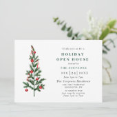 Invitation Aquarelle Pine Tree Noël Holiday Open House (Debout devant)