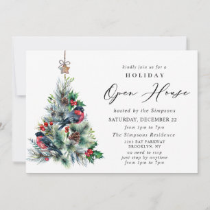 Invitation Aquarelle Pine Tree Noël Holiday Open House