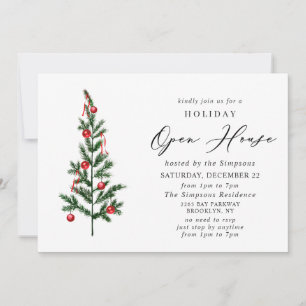 Invitation Aquarelle Pine Tree Noël Holiday Open House