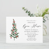 Invitation Aquarelle Pine Tree Noël Holiday Open House (Debout devant)