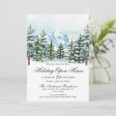 Invitation Aquarelle Pine Tree Noël Holiday Open House (Debout devant)