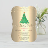 Invitation Aquarelle Pine Tree, Soirée de Noël Or (Debout devant)
