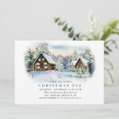 Invitation Aquarelle Pine Tree VACANCES NOËL EVE (Debout devant)