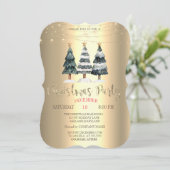 Invitation Aquarelle Pine Trees Gold Christmas Company (Debout devant)