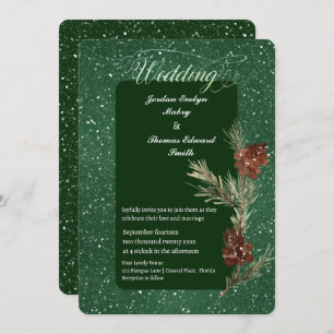 Invitation Aquarelle PINE Vert Mariage moderne 2