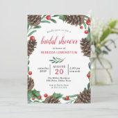 Invitation Aquarelle Pinecone | Fête des mariées de Noël (Debout devant)