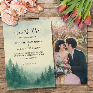Invitation Aquarelle pinède forêt Enregistrer la photo Date