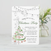 Invitation Aquarelle PineTree, Boules, Lumières, Fête de Noël (Debout devant)