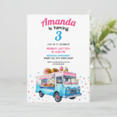 Invitation Aquarelle Pink and Blue Ice Cream Camion Anniversa (Debout devant)
