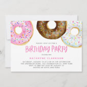 Invitation Aquarelle Pink and Chocolate Donuts Anniversaire (Devant)