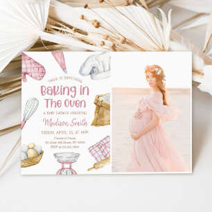 Invitation Aquarelle Pink Baking Baby Girl Douche Photo