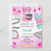 Invitation Aquarelle Pink Baking Cuisine Anniversaire Invitat (Devant)