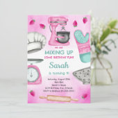 Invitation Aquarelle Pink Baking Cuisine Anniversaire Invitat (Debout devant)