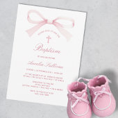 Invitation Aquarelle Pink Bow Baptism