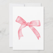 Invitation Aquarelle Pink Bow main écrite bébé fille douche (Dos)