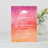 Invitation Aquarelle Pink chaud et Orange Graduation (Debout devant)