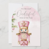 Invitation aquarelle Pink Christmas Nutcracker 1er anniversai (Dos)